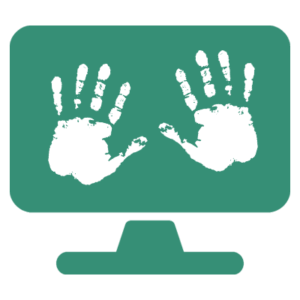 monitor with handprints illustratioon